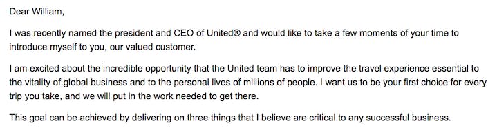 Email from United CEO