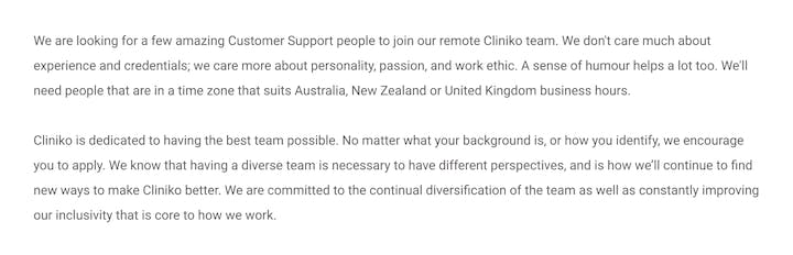 cliniko support job description