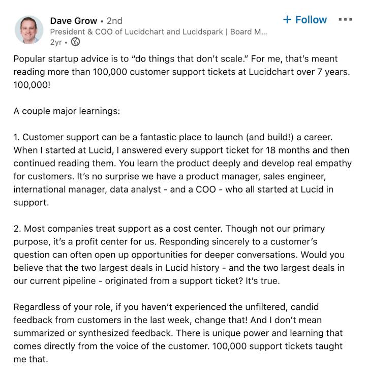 dave grow linkedin post