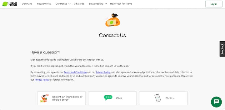 Contact Page: HelloFresh