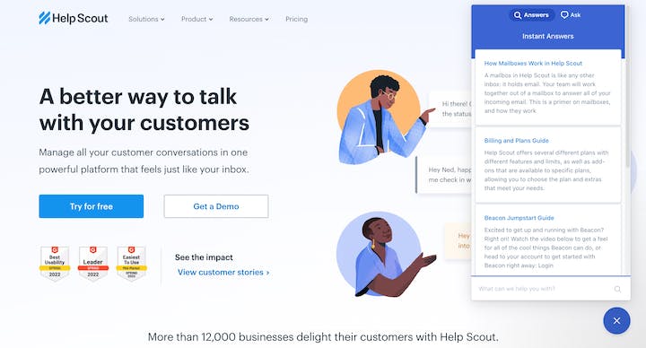 Help Scout Screenshot: Home Page w/Beacon