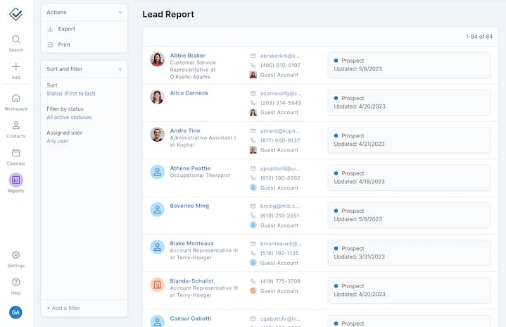 Product Screenshot: Less Annoying CRM