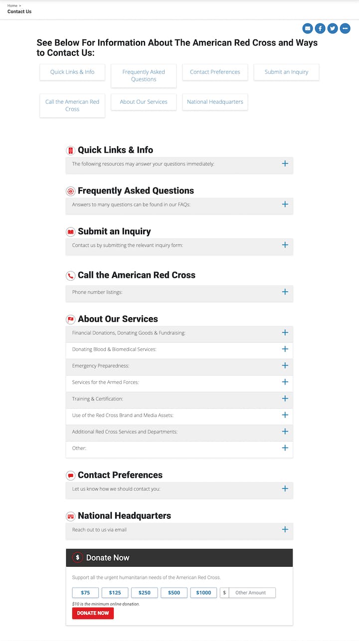 Contact Page: The Red Cross