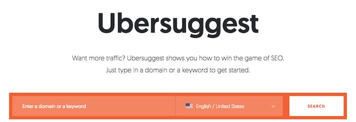 ubersuggest keyword search tool