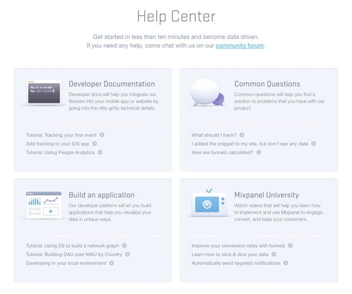 mixpanel help page