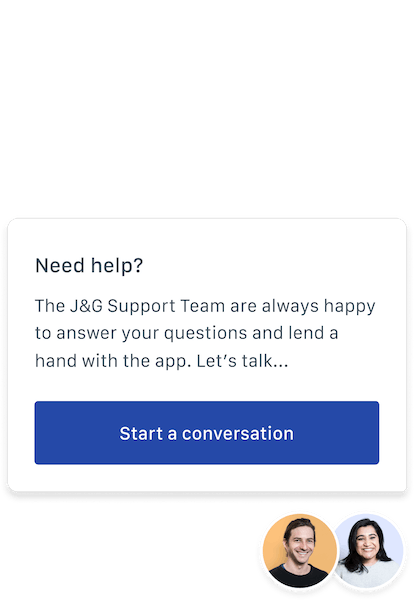 Screenshot: an invitation to start a conversation with the support team