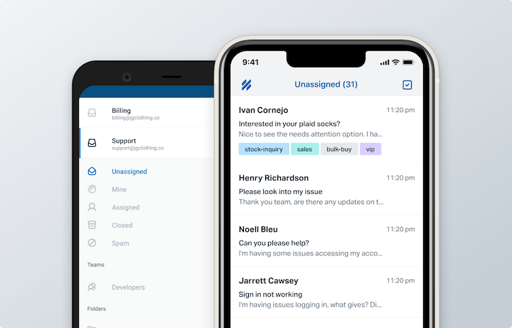 Help Scout Screenshot: Side panel / Inbox (mobile app)